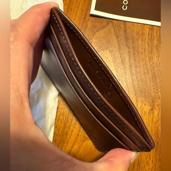 Coach Brown Leather Card Holder Money Clip-FS4665 - Picture 5 of 6